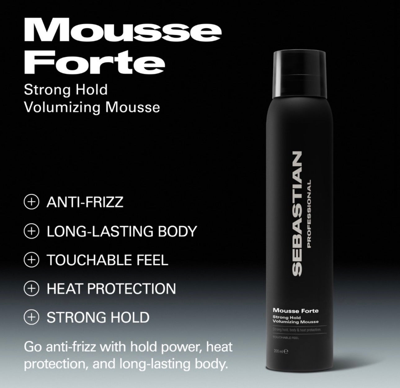 MOUSSE FORTE stiprios fiksacijos putos, 200 ml
